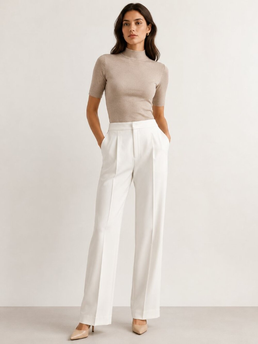 ESCADA Tamineh Off-White Cotton Straight Leg Pants Size 34